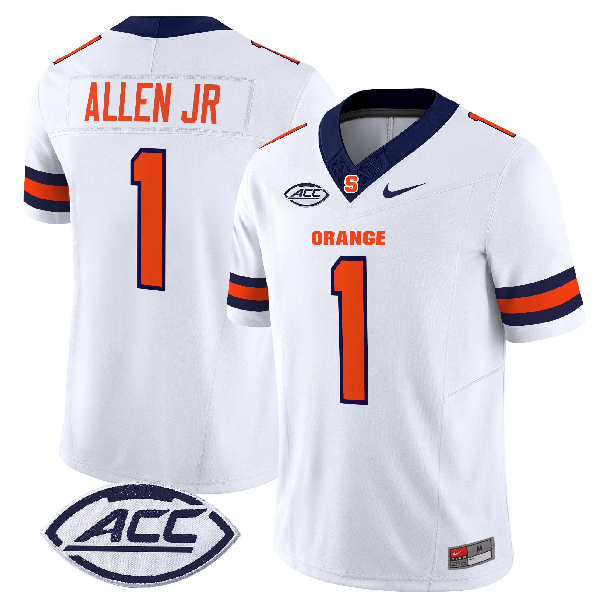 Men Syracuse Orange #1 Allen jr White Nike 2024 Vapor Limited NCAA Jersey